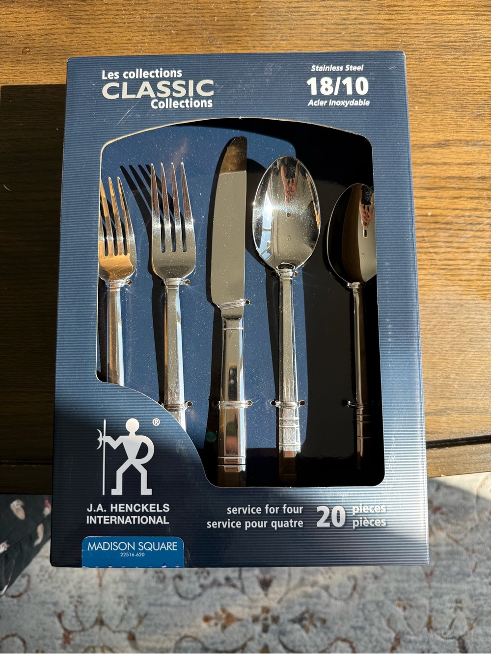 J.A. HENCKELS Classic Madison Square 20-Piece Stainless Steel Flatware Set
